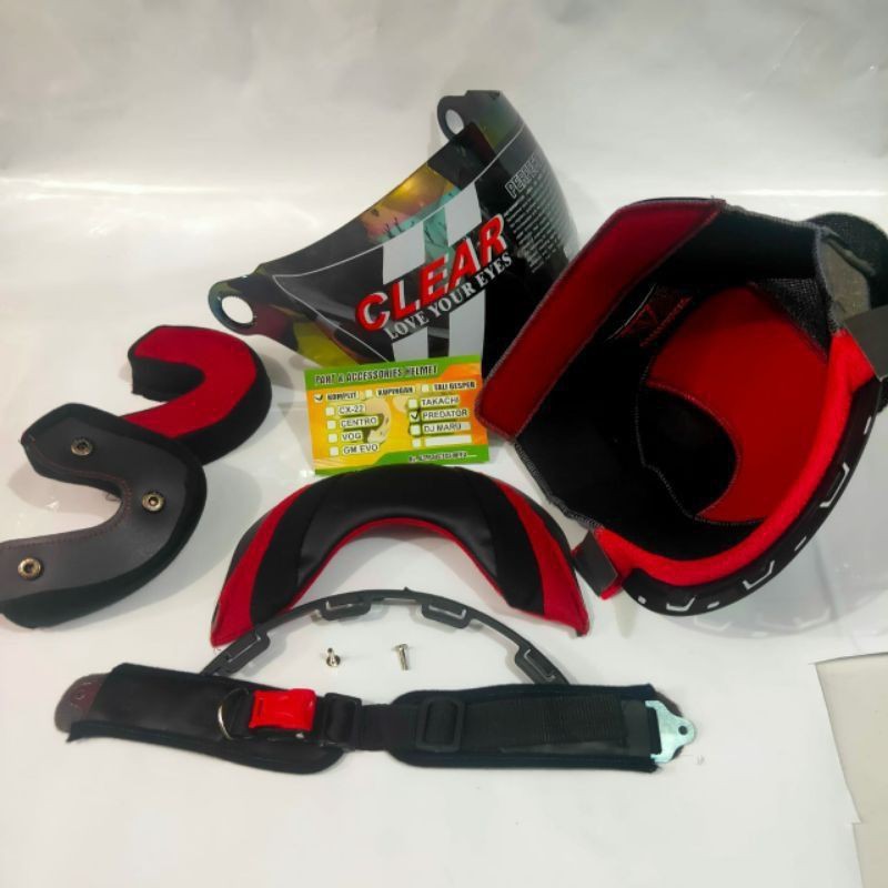 Busa helm NHK predator Fullset KANCING BESI 1 paket + kaca helm NHK predator 1 visor