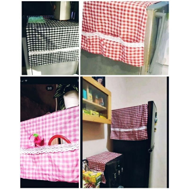 tutup kulkas motif kotak vareasi renda