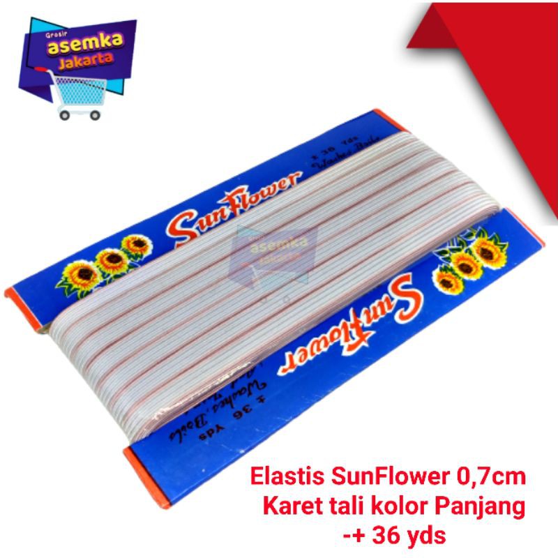 Tali Kolor Elastis SunFlower 0,7cm Karet tali kolor Panjang -+ 36 yds 1Roll