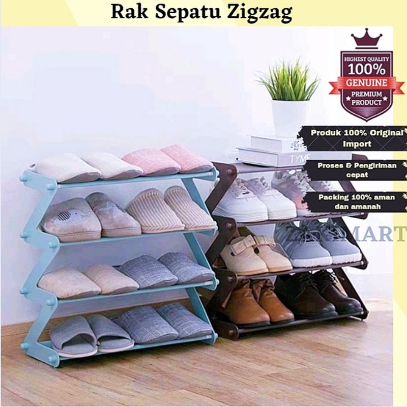 Rak Sepatu Zigzag Susun 4 Tempat Sepatu Susun 4 Minimalis Portable