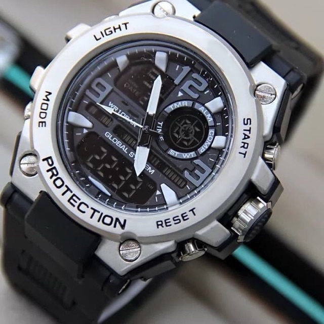 JAM TANGAN RUBBER PRIA CASI* G-SHOC* GST-8600 G-8600 DUAL-TIME METAL TANHAN AIR  FREE BATERAI G7