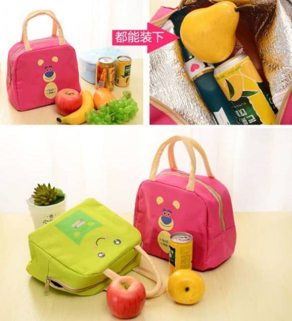 Lunch Bag cooler bear pink - Tas Insulated