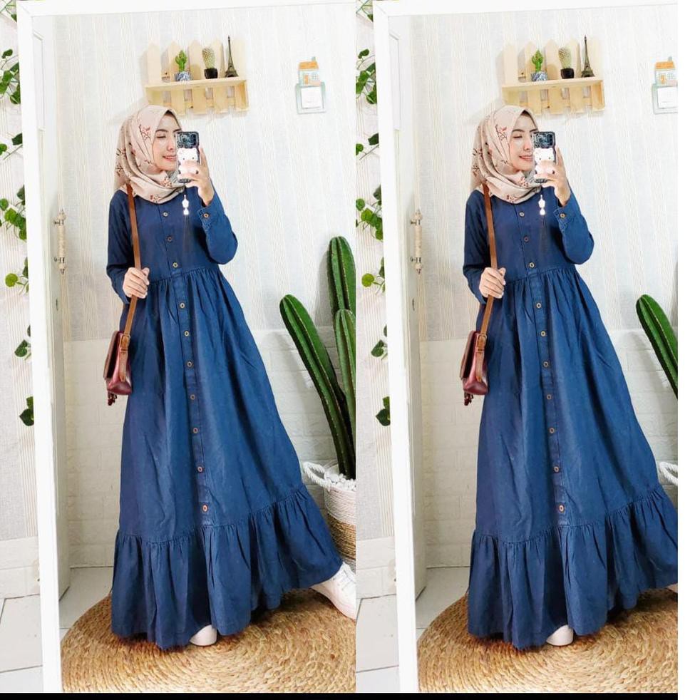 Ambi Gamis Dress Jeans Terbaru Gamis Jeans Busui Gamis Levis Jumbo Dres Levis termurah Baju Gamis (A