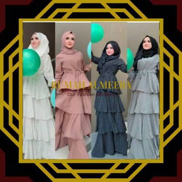 10.FASHION 2022  DRESS POLKA TUMPUK IMPORT CHINA ORIGINAL by SHELLASAUKIA REAL PICT BUTIK BAJU BUSAN