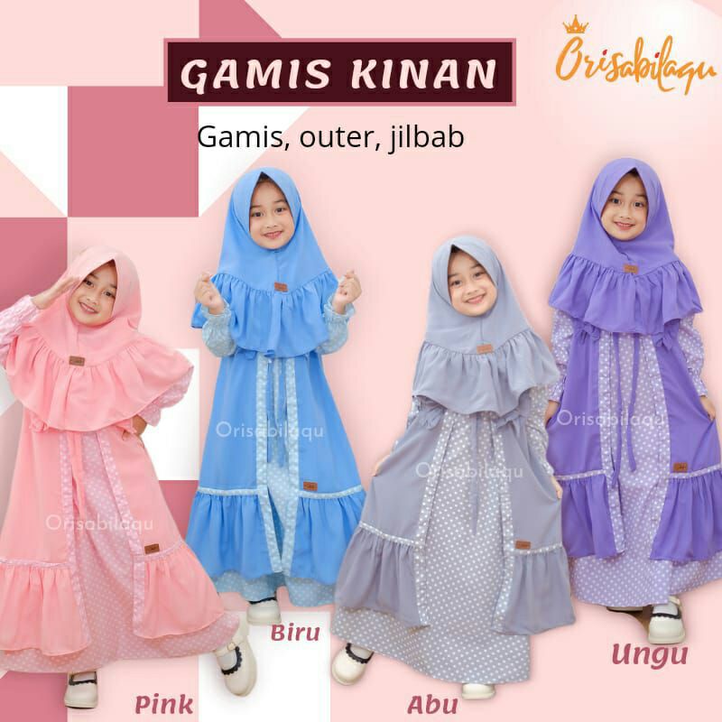 [COD/READY] GAMIS ANAK ORI SABIILA/GAMIS OUTER+INNER+HIJAB