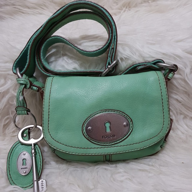 tas fossil maddox slingbag hijau second bekas