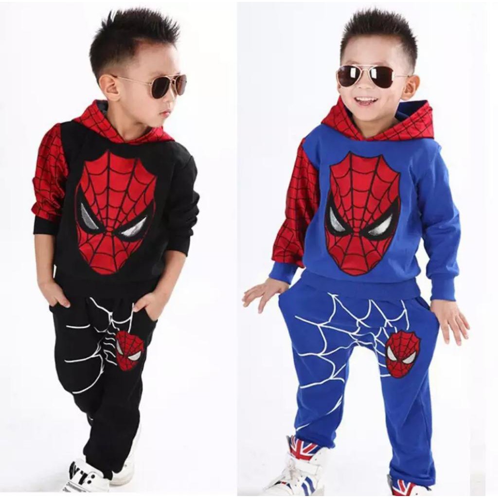 SETELAN HOODIE ANAK LAKI LAKI SETELAN SWEATER HOODIE ANAK 1-5 TAHUN HOODIE SPIDRMAN HOODIE ANAK