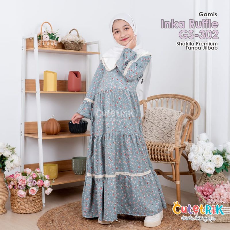 Gamis INKA Ruffle by Cutetrik/Gamis Anak Cutetrik/ Pakaian Anak Perempuan Muslim/ Gamis Anak Tanpa J