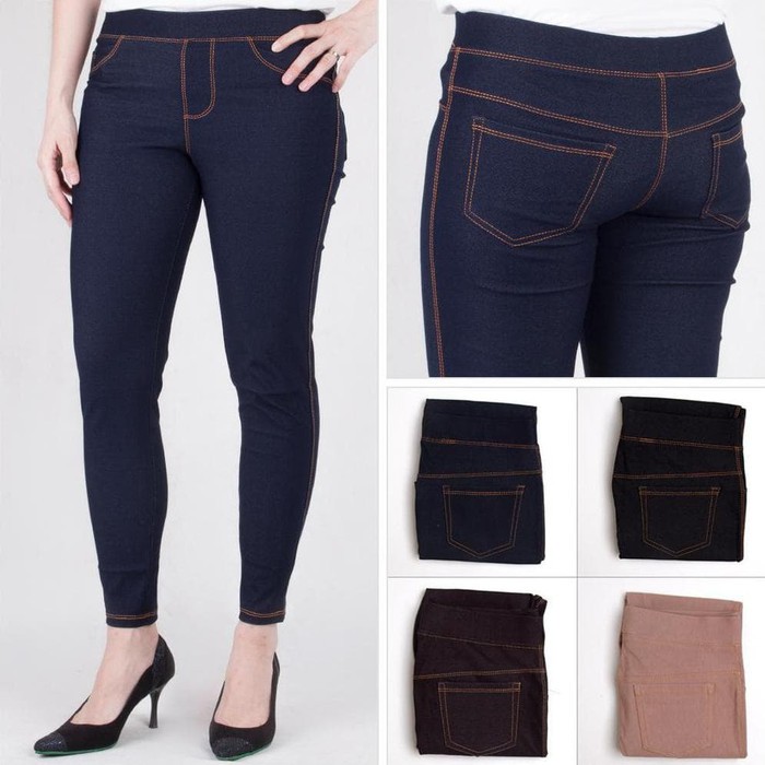 PROMO JEGGING JEANS PANJANG PINGGANG KARET UKRUAN JUMBO CELANA MURAH BISA COD