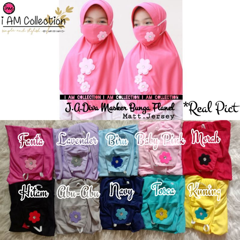 AM | Jilbab Anak PAUD TK SD | Jilbab Diva Masker Bunga Flannel