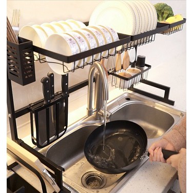 85CM Rak Piring Wastafel 2 Susun anti karat Rak Dapur 85CM Rak Piring Wastafel 2 Susun anti karat Rak Dapur