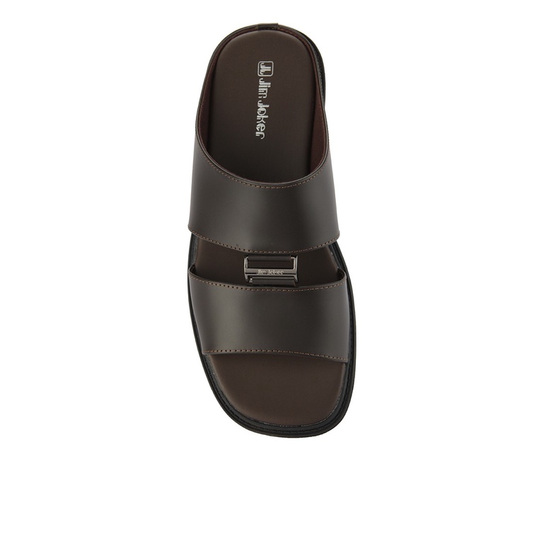 SANDAL CASUAL JIM JOKER PRIA ORIGINAL SLIDE KULIT BRANDED COKLAT JJ46