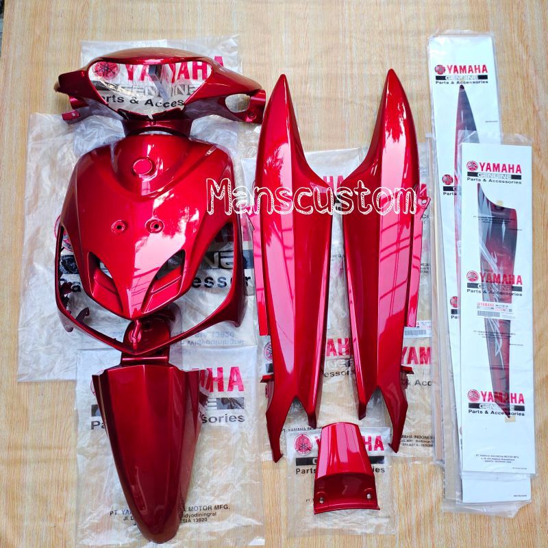 cover body mio smile merah maroon plus striping original 2009/2010