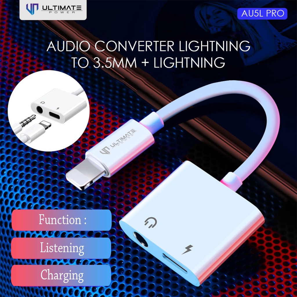 Ultimate  AU5L Pro Audio Converter Lightning to 3.5MM + Lightning Adapter