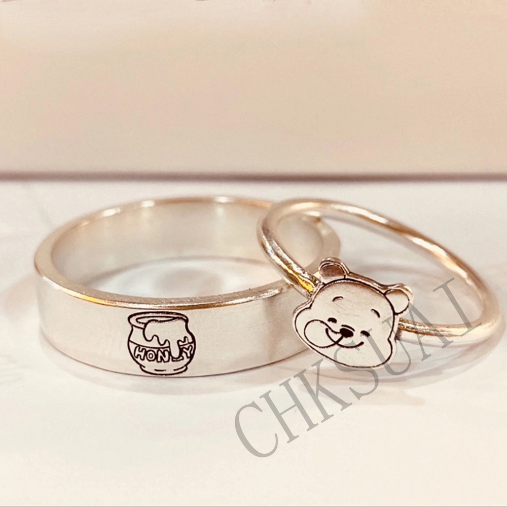 Cincin Pasangan Desain Kartun Winnie Lucu