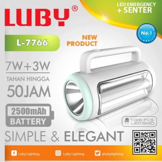 Senter Luby L-7766 7 watt torch flash light cas ulang