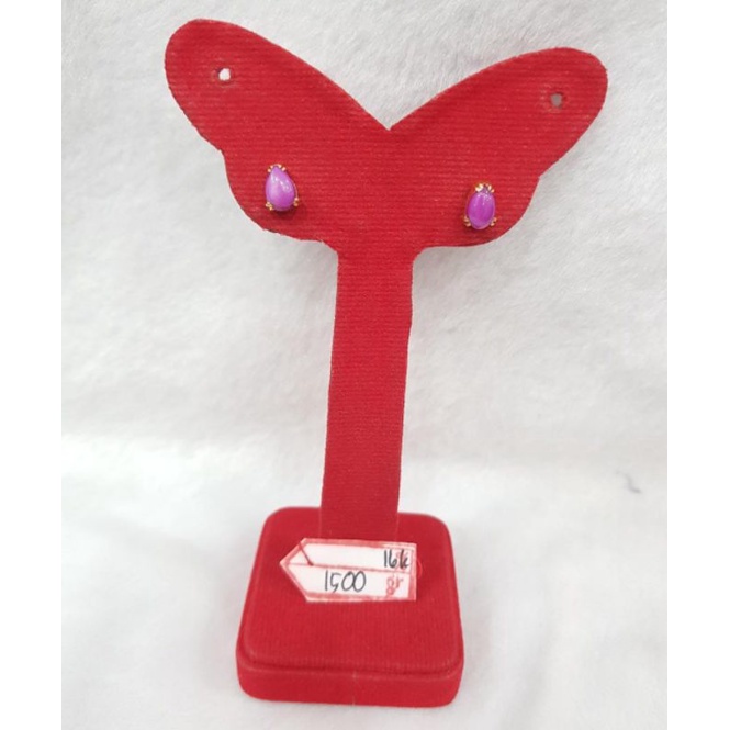 GW362L242L giwang tusuk permata batu pink ruby ungu star fashion wanita gold berat 1.500 kadar 70% 1