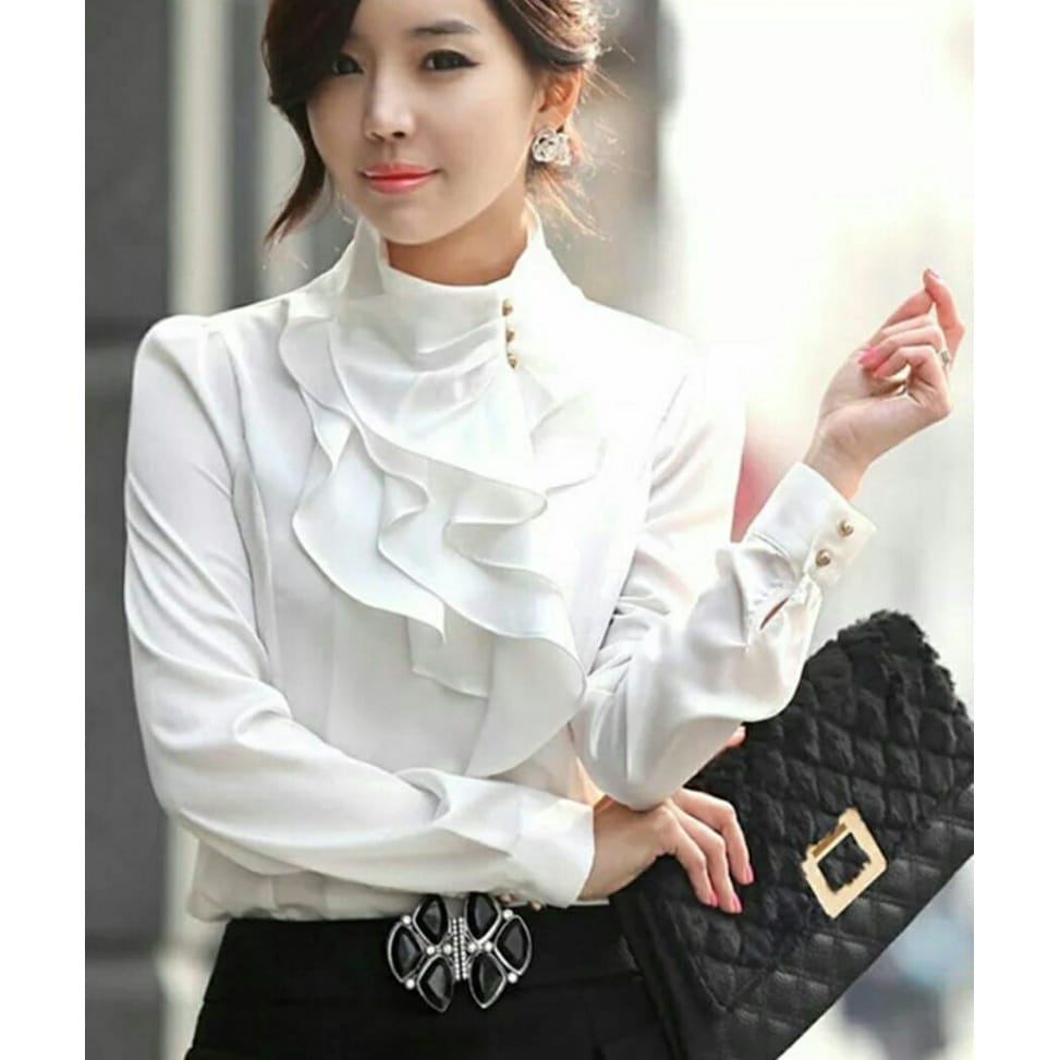 INV - KEMEJA FORMAL PUTIH / MARY / COMBU RUFFLE / GOOD QUALITY