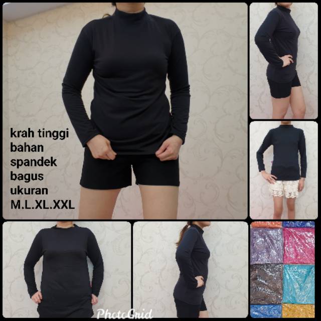 kaos dalaman manset spandex ukuran L.XL.XXL leher tinggi