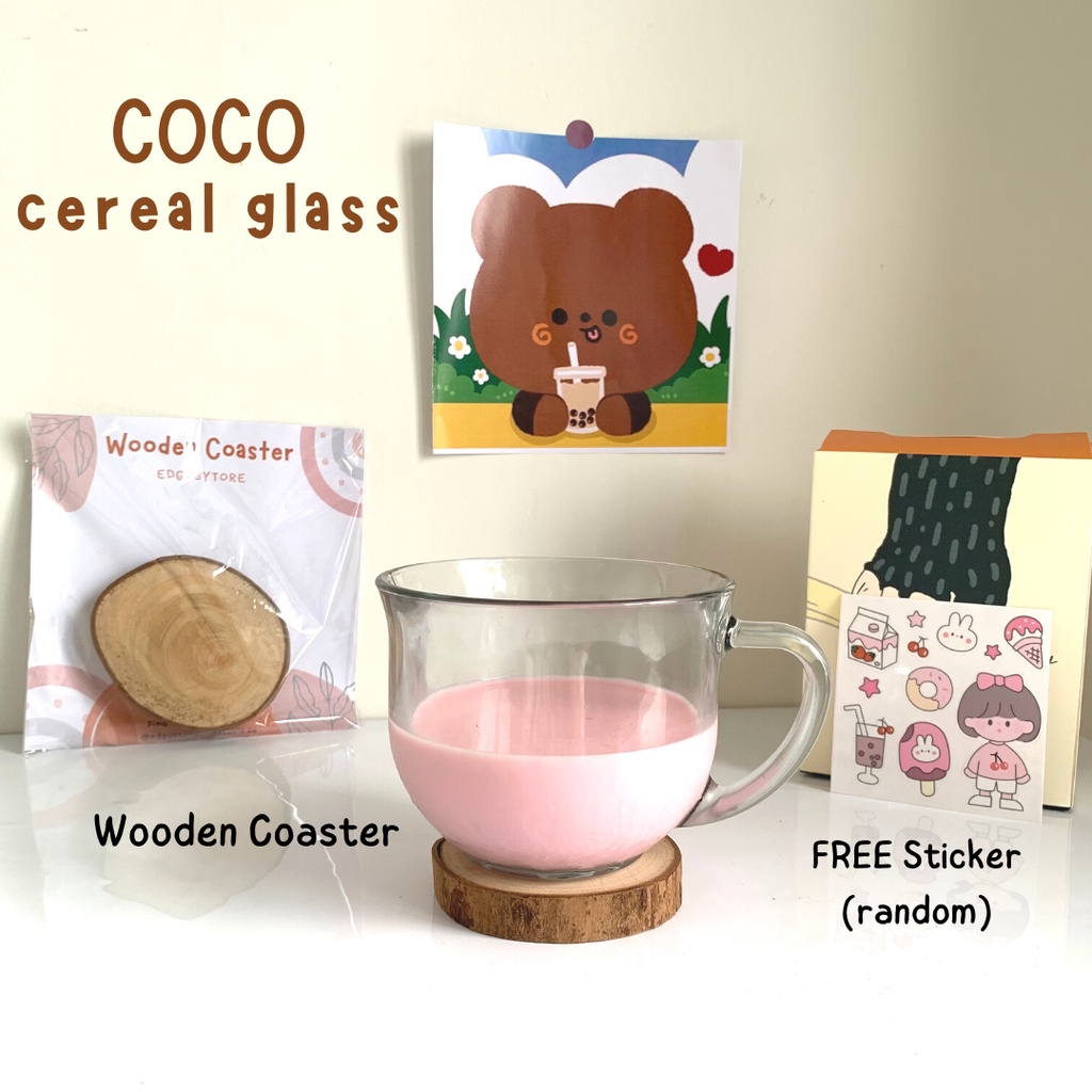 Coco Glass Cereal Mug Aesthetic