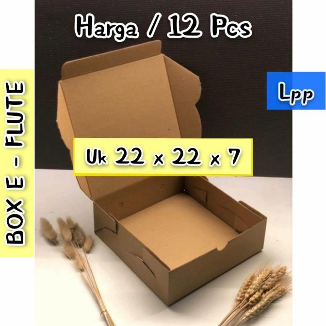 

[COD] [ 12 Pcs ] BOX E ~ FLUTE uk 22 x 22 x 7 cm hampers brown ~ FOOD GRADE [COD]