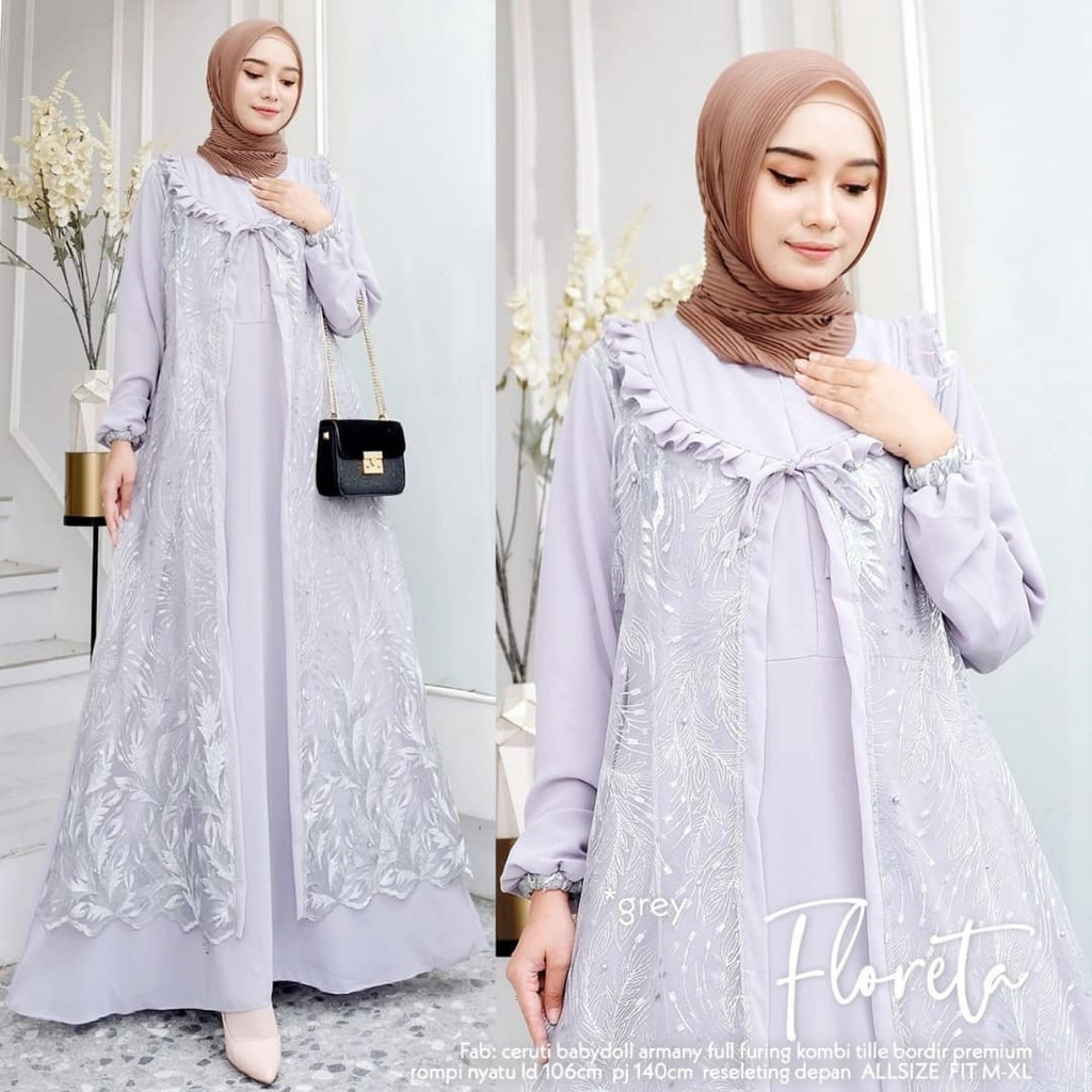 Ns FC Najibah Gamis Syar'i asdf  Floreta Dress Maxy Gamis Muslim Kondangan Premium Brukat Import Put