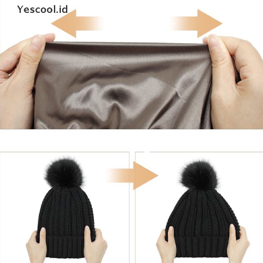 【Yescool】 Warm Satin Lined Skull Cap Soft Stretch Cable Wool Knit Hats Beanie Hat .