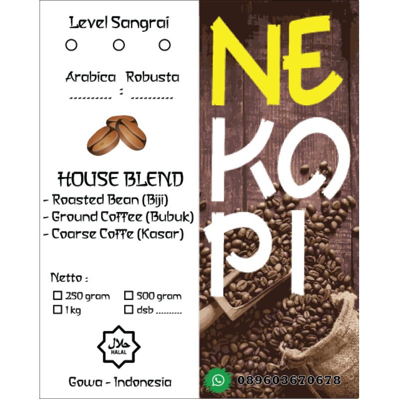 

Nekopi House Blend Coffe Toraja-Sappang