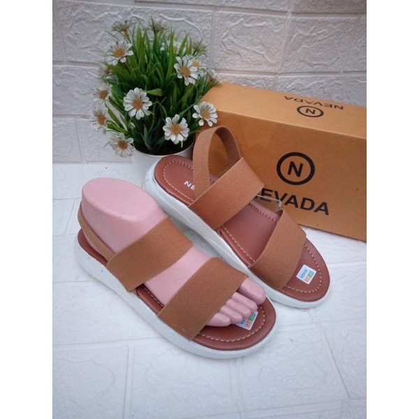 DISKON DAY! Sandal Wanita Nevada Elastis - Sandal Wanita Pelon Karet Anti Slip - Sandal Kekinian - Sandal Chubby