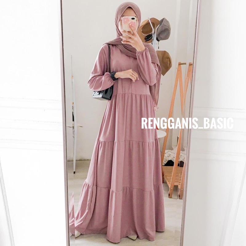 Gamis Lunara maxi / gamis susun / busui / polos maxi / rempel payung lebaran / seragam pengajian mur