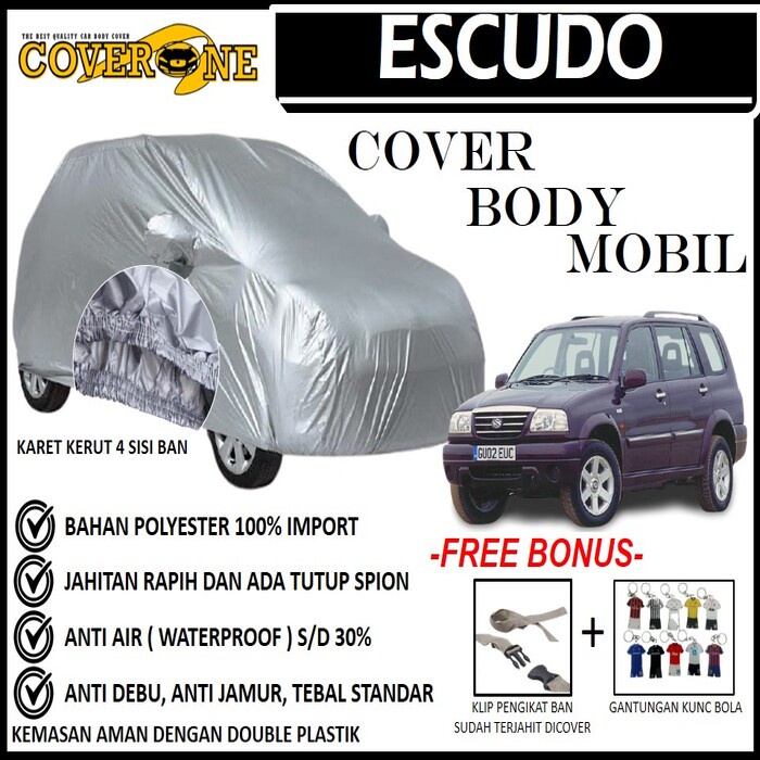 Selimut Sarung Body Cover Mobil Escudo / Mantel Penutup Mobil Escudo / Cover Mobil Outdoor Indoor / Selimut Mobil / Sarung Mobil / Cover Mobil Waterproof Anti Air Free Pengikat Ban