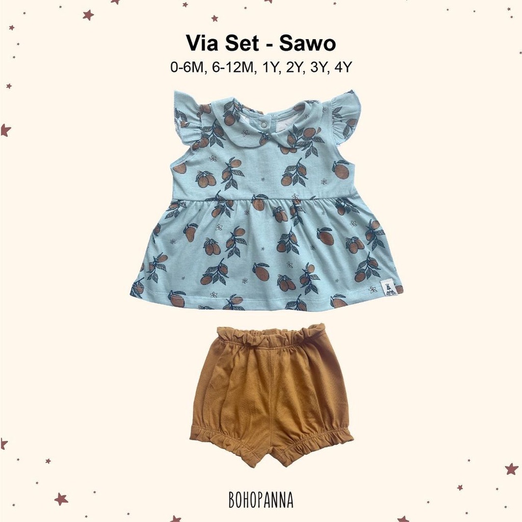 BOHOPANNA Via Set Setelan Motif Anak Perempuan
