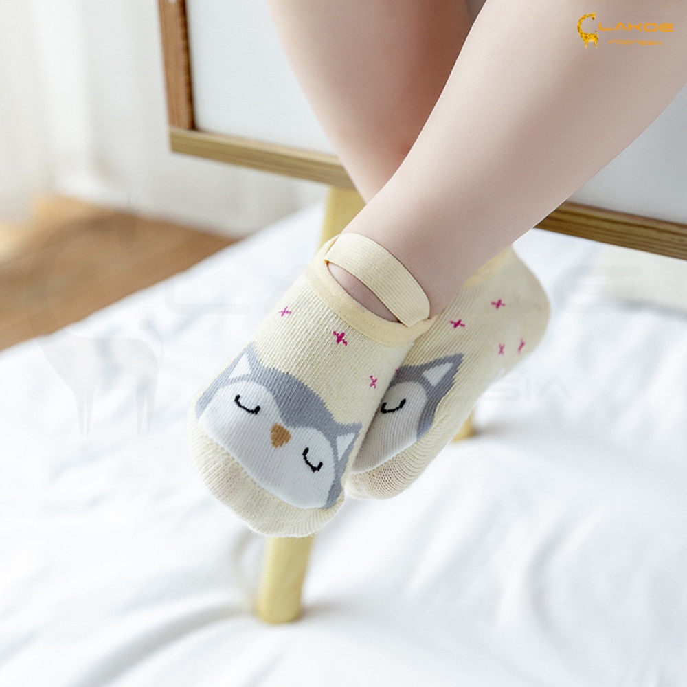 LAKOE kaos kaki anak bayi ankle dengan strap /Sepatu kaus kaki anak bayi bahan katun anti slip