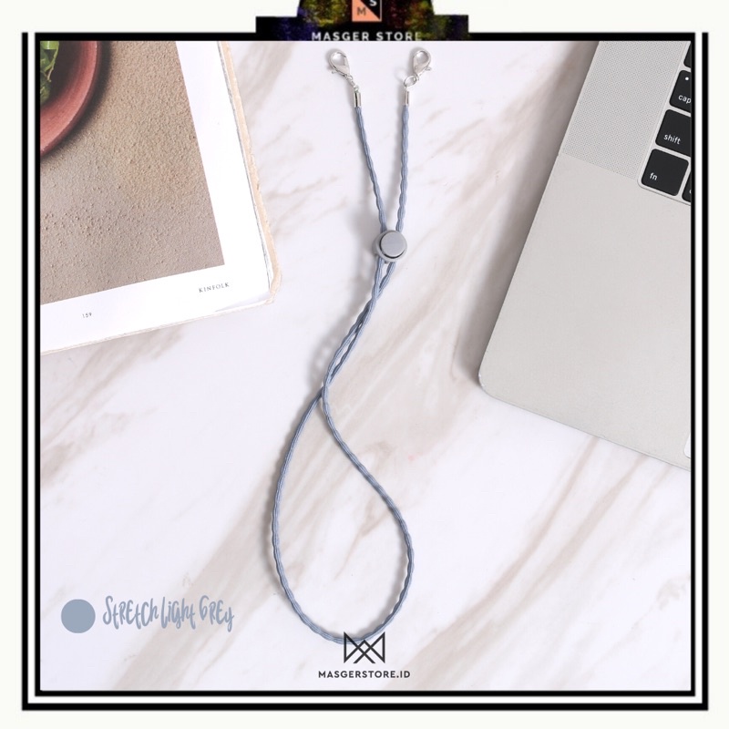 Kalung Masker Hijab 2in1 Strap Masker Elastis Stretchy Tali masker Kalung Strap Mask Hijab Strap Mask Premium-Stretch Light Grey