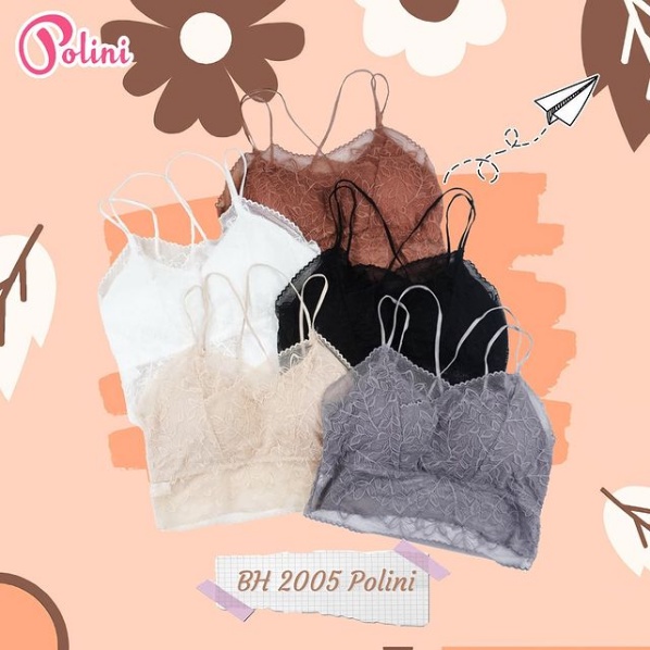 BEE - Bra Wanita / Bh Bralette Bahan Lace one-piece Push Up Bra Yoga Fashion POLINI 2005