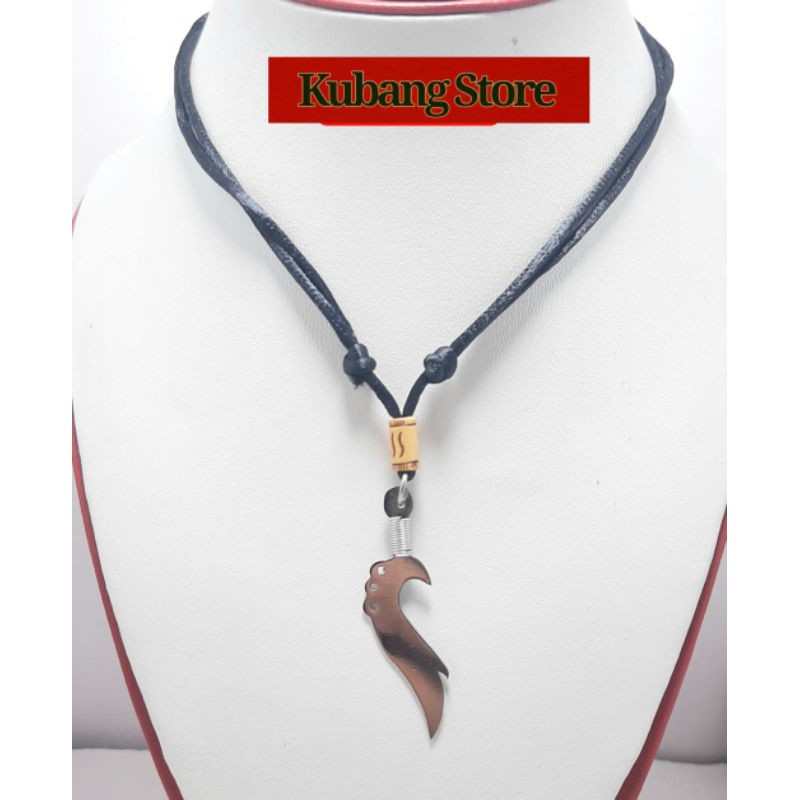 Kalung Tali Bandul Kujang Kalung Tali pria Wanita Kalung keren Bandul Stanless