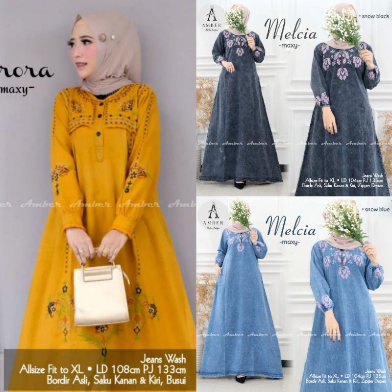 Baju Wanita Terbaru 2020 / Gaun Panjang Muslimah / Dres Jeans Kekinian / Maxi Dres / Busui Freindly