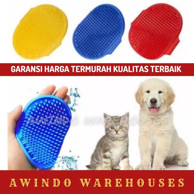 SISIR OVAL - Sisir Karet Mandi Pijat Bulu Kucing Anjing Kelinci Sisir Sikat Hewan Pet Grooming