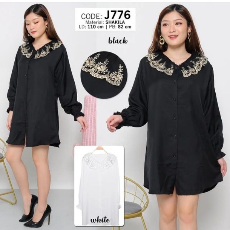 TUNIK BROKAT PUTIH / ATASAN / PAKAIAN / FASHION / WANITA / CEWEK IMPORT TUNIK BORDIR BRUKAT FASHION 