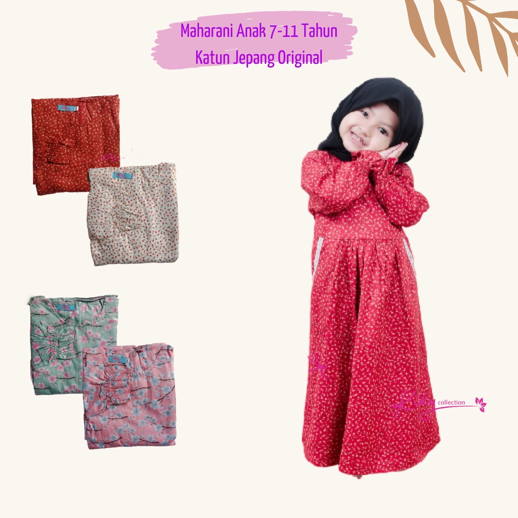 Gamis Anak 3-4 Tahun Dress Anak Terbaru Cantik Katun Jepang Ori Kiky Collection