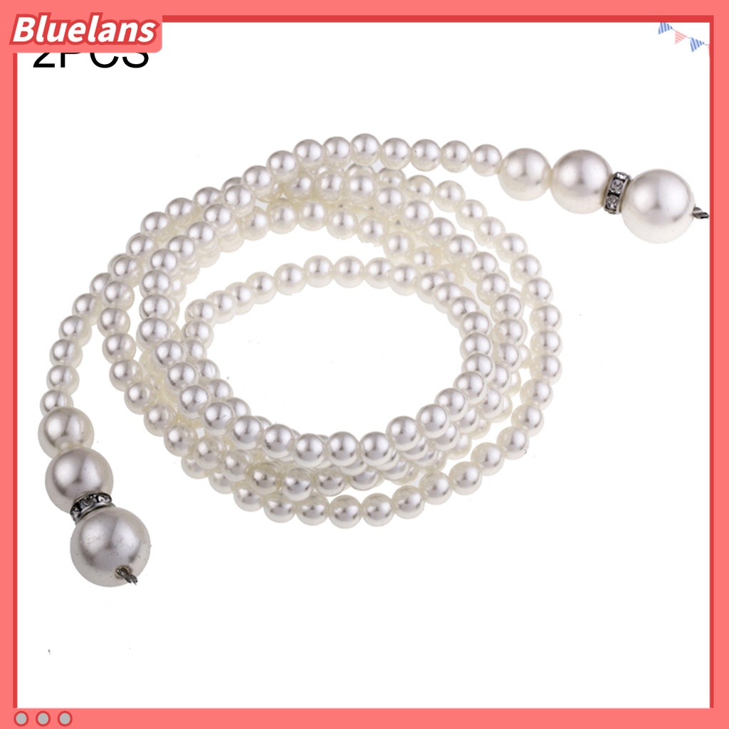 2pcs / Set Kalung Rantai Panjang Double Layer Aksen Mutiara Imitasi Untuk Wanita