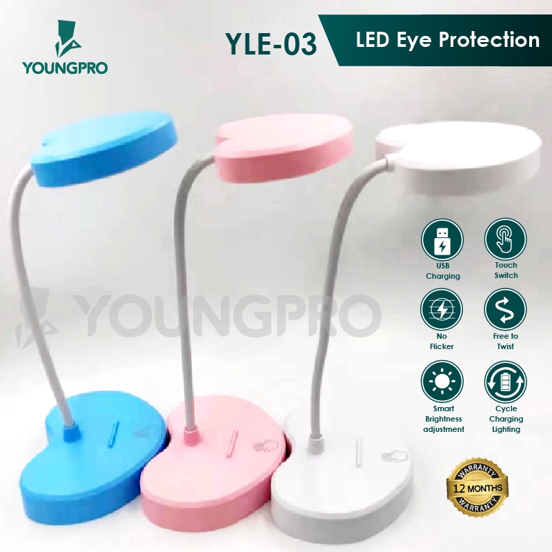 BERGARANSI!! YOUNGPRO LAMPU LOVE LED 3 MODE CAHAYA LAMPU BACA MEJA BELAJAR TIDUR BENTUK HATI YLE-03