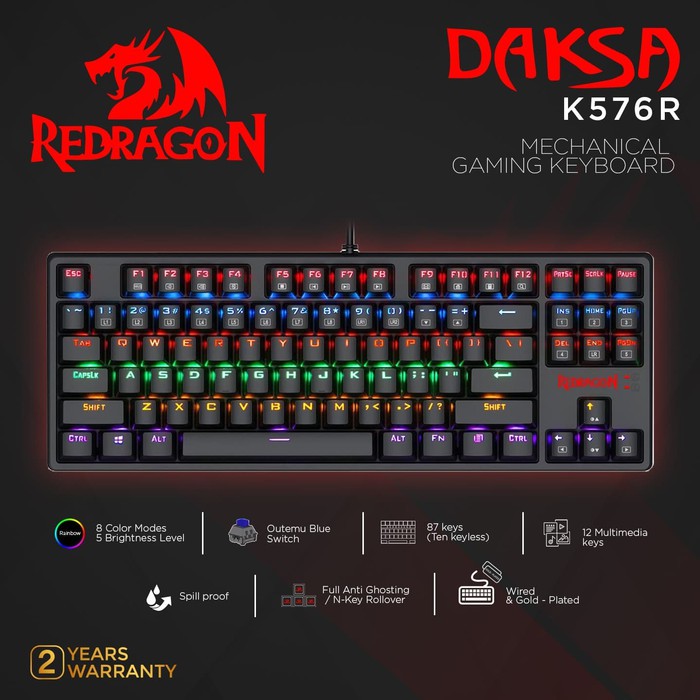 Redragon Mechanical Gaming Keyboard Rainbow DAKSA - K576R