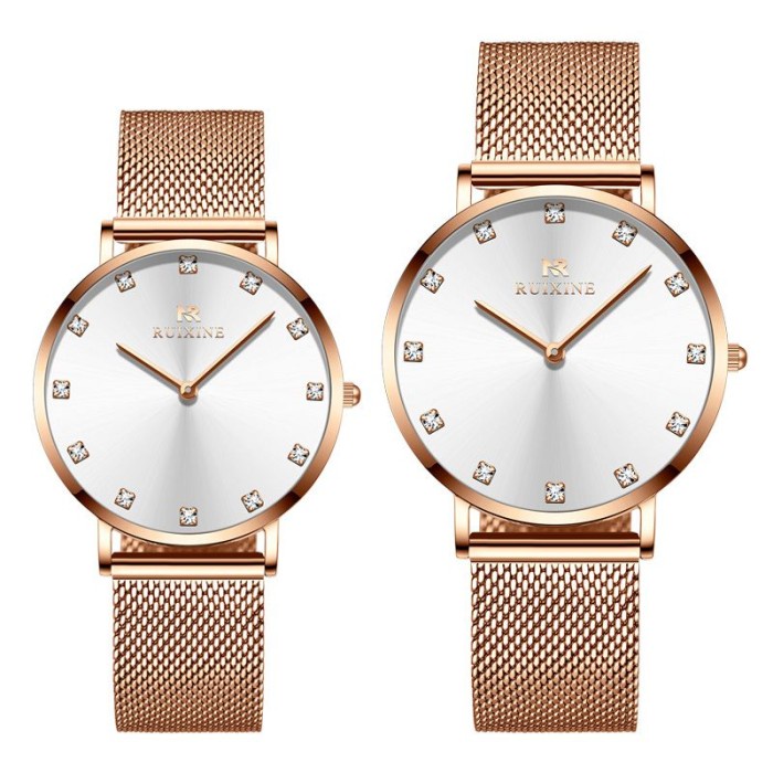 [READY] Jam Tangan Couple Analog Ruixine S720 Fashion Import Quartz waterproof - Rose Gold