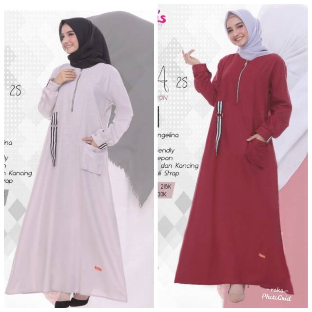 PROMO GAMIS NIBRAS NB A28 NBA 28 MAROON ABU DRESS BAJU BUSANA MUSLIM WANITA DEWASA IBU BUSUI FRIENDL