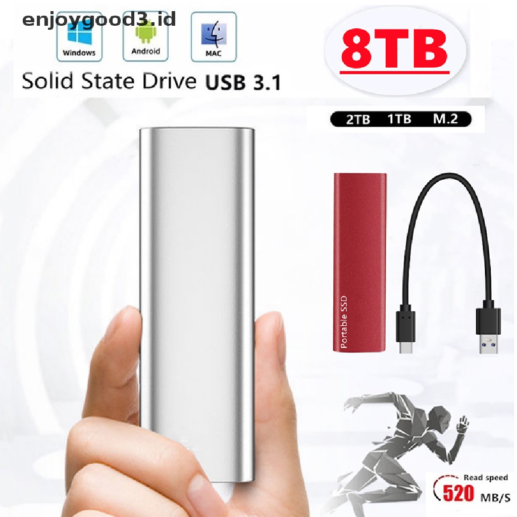 Hardisk Eksternal Ssd 8tb 3.1 Tipe-C Portable Untuk Laptop