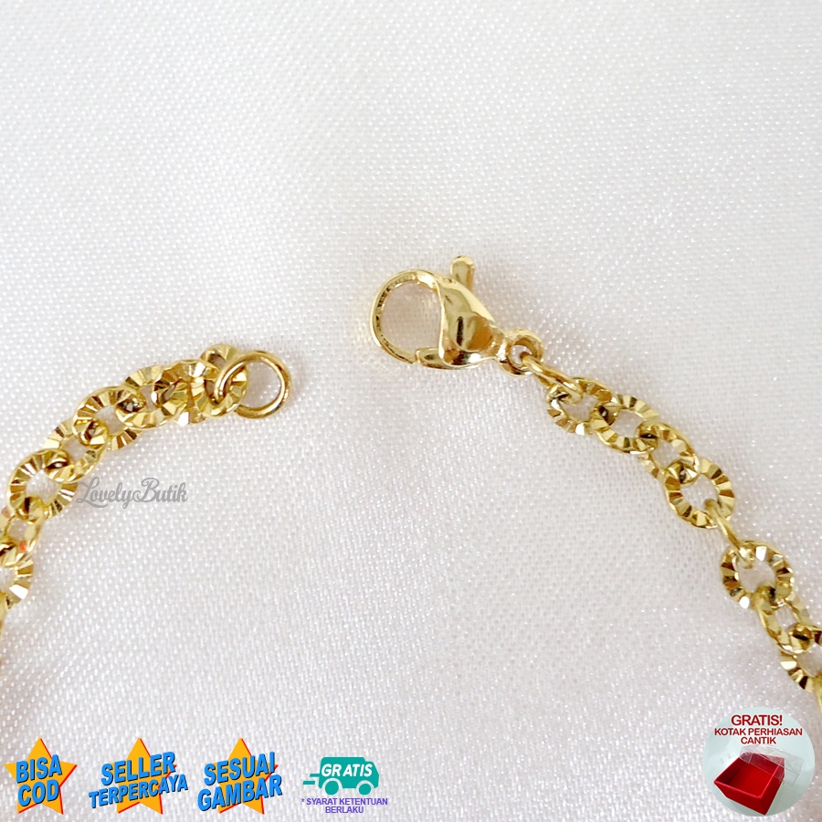 Lovelybutik - Gelang Anak Perempuan Titanium Asli Anti Karat Gelang Tangan Anak Cewek Lucu Lov3 Frame kecil Bonus Kotak Perhiasan