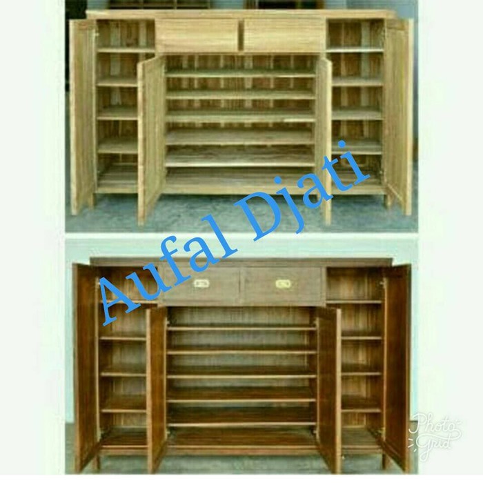 Rak sepatu serbaguna kayu jati jepara tahan rayap