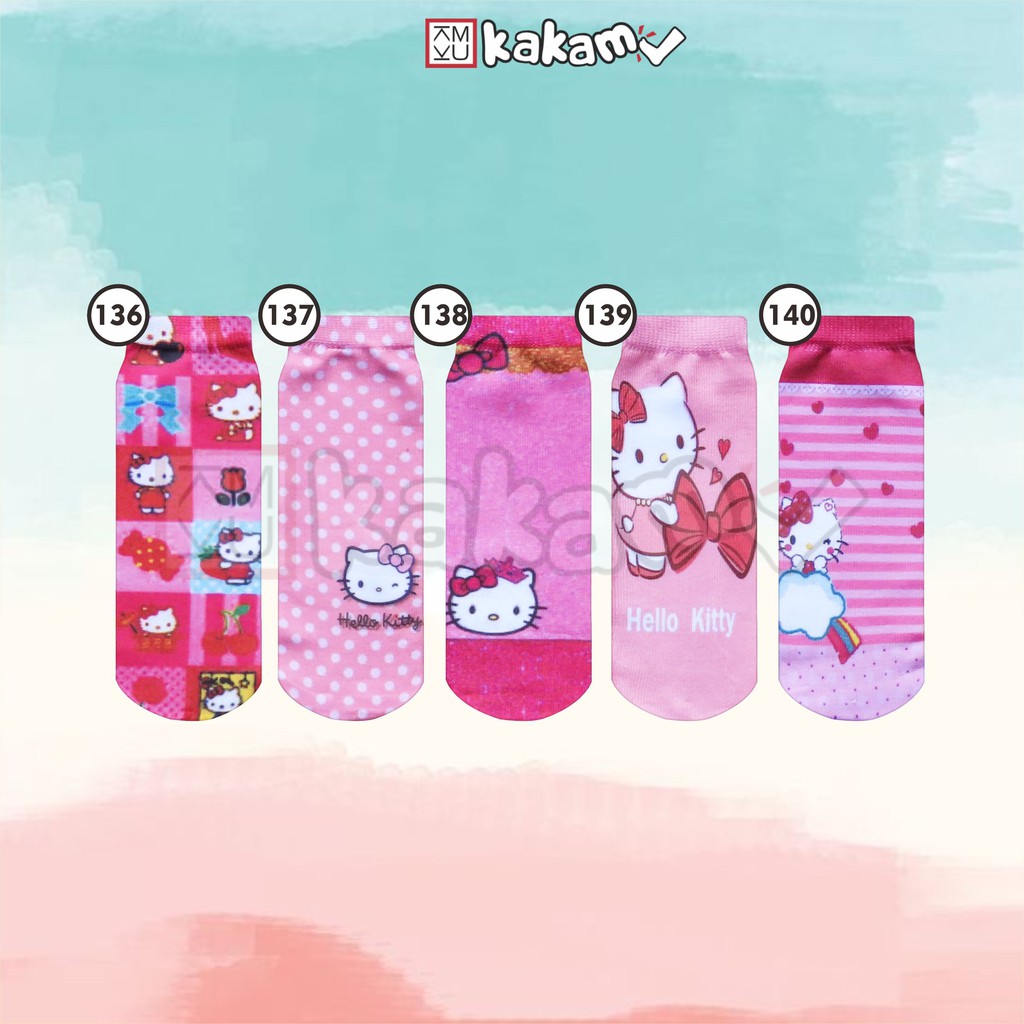 Kaos Kaki Printing Anak Karakter Frozen, Hello Kitty, Teddy Bear, Cony G