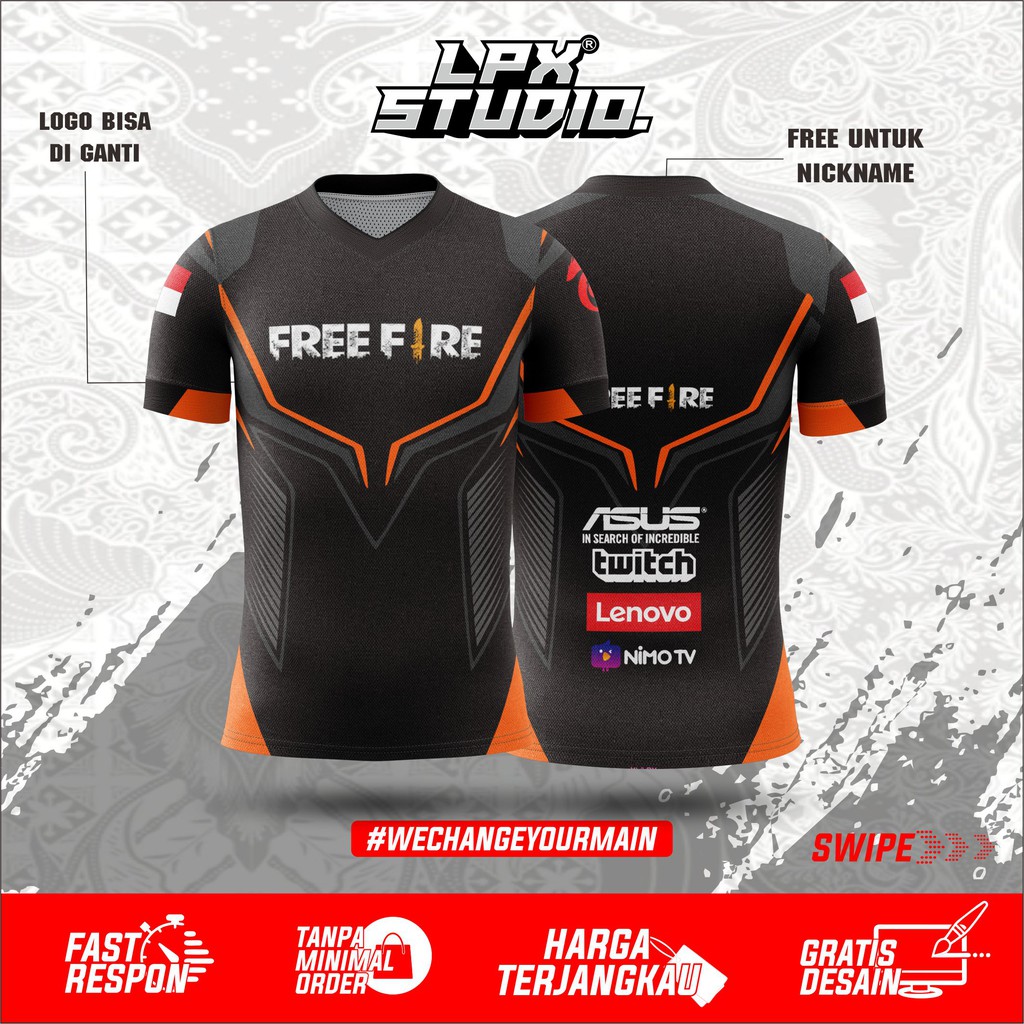 Jersey Baju Kaos Gaming Free Fire Murah {Bisa Cod} Anak Dan Dewasa Free Name